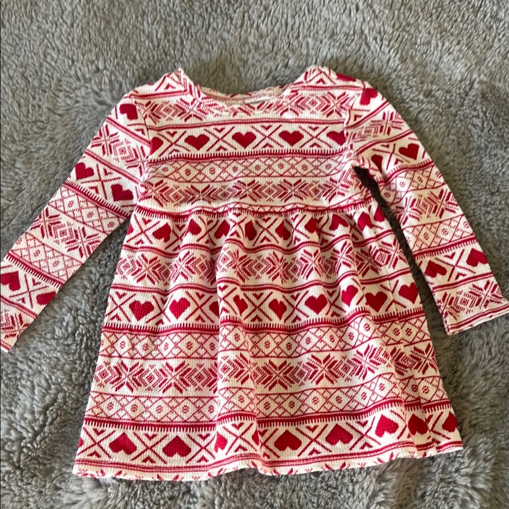 Old Navy Baby Dress Christmas Holiday Sz 12/18 Patterned Long Sleeve